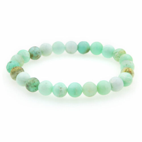 Green Opal bracelet, pastel green round beads on a stretchy string