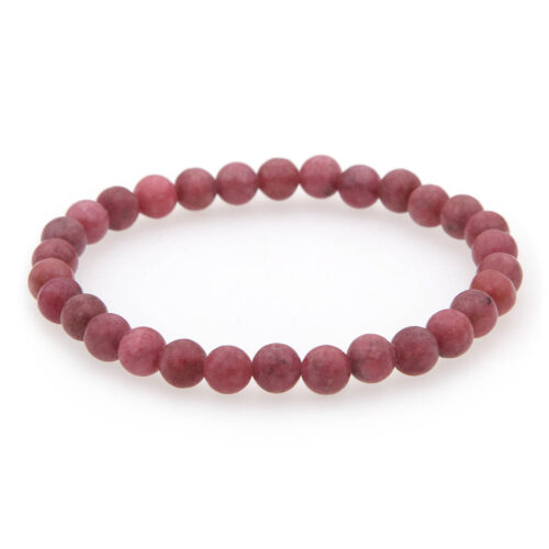 Rhodonite bracelet, dusky rose round beads on a stretchy string